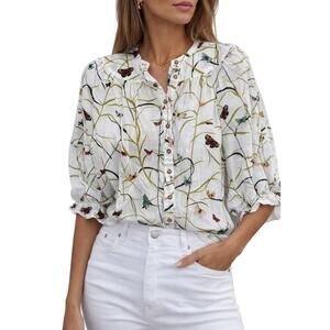 Maeve by Anthropologie butterfly print blouse Size S